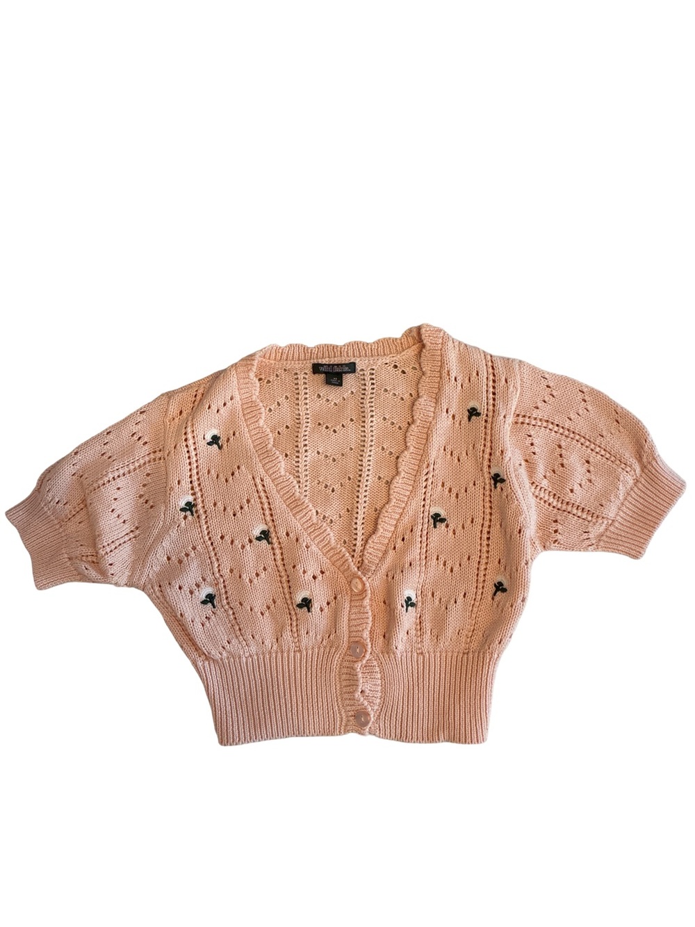 Wild Fable Peach Short-Sleeve Knit Cardigan Sweater XS